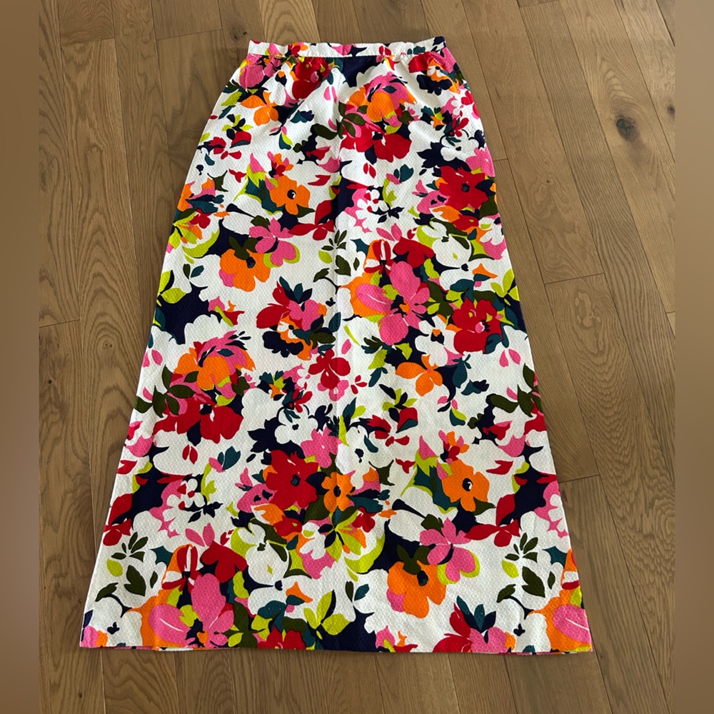 Vintage 70s NELLY DE GRAB size 14 Bold Floral Maxi Skirt Honeycomb Texture